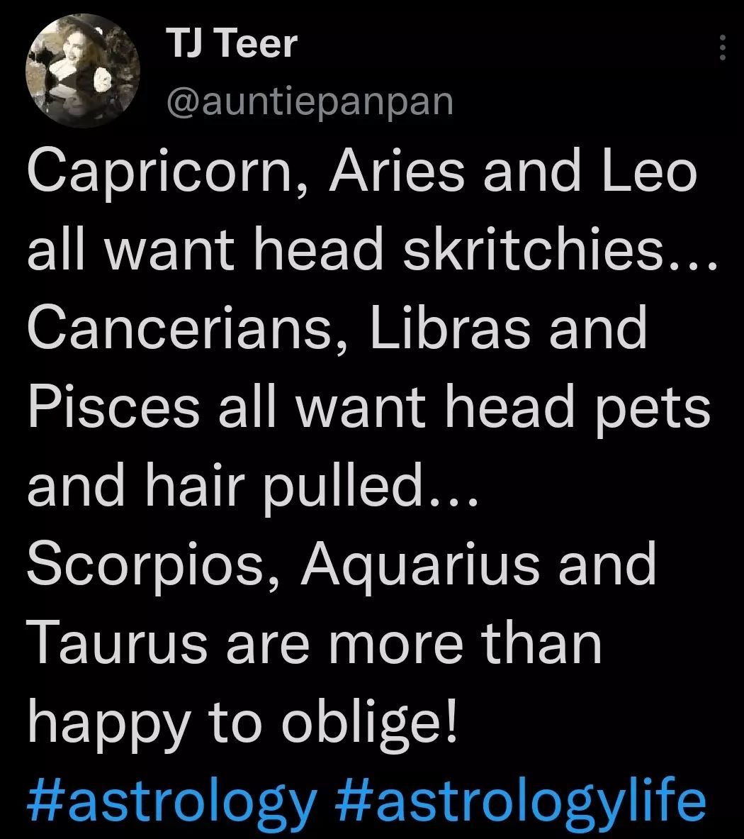 Accurate.
I feel like I should have added to the bottom Scorpio, Aquarius and Taurus are happy to oblige...for a price!!!
Whether its snacks or dinner and a movie. 
Just sayin.
#zenhugz #astrology #astrologylife #horoscopes #horoscope #zodiac #zodiaclife #sasstrology